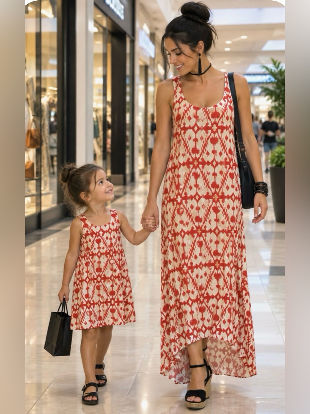 Coastal Chic Jocelyn Firewater Midi Dress orange-red/white Ikat Geometric Small.